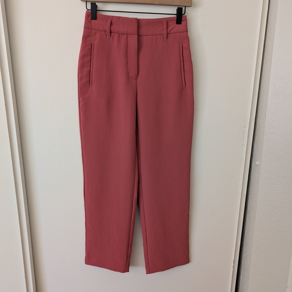 Wilfred Pants - Aritzia Wilfred Womens 0 Pink Crepe Trouser Dress Pants Preppy Academia Classic